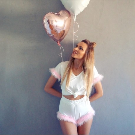 Tshirt white/pink fur